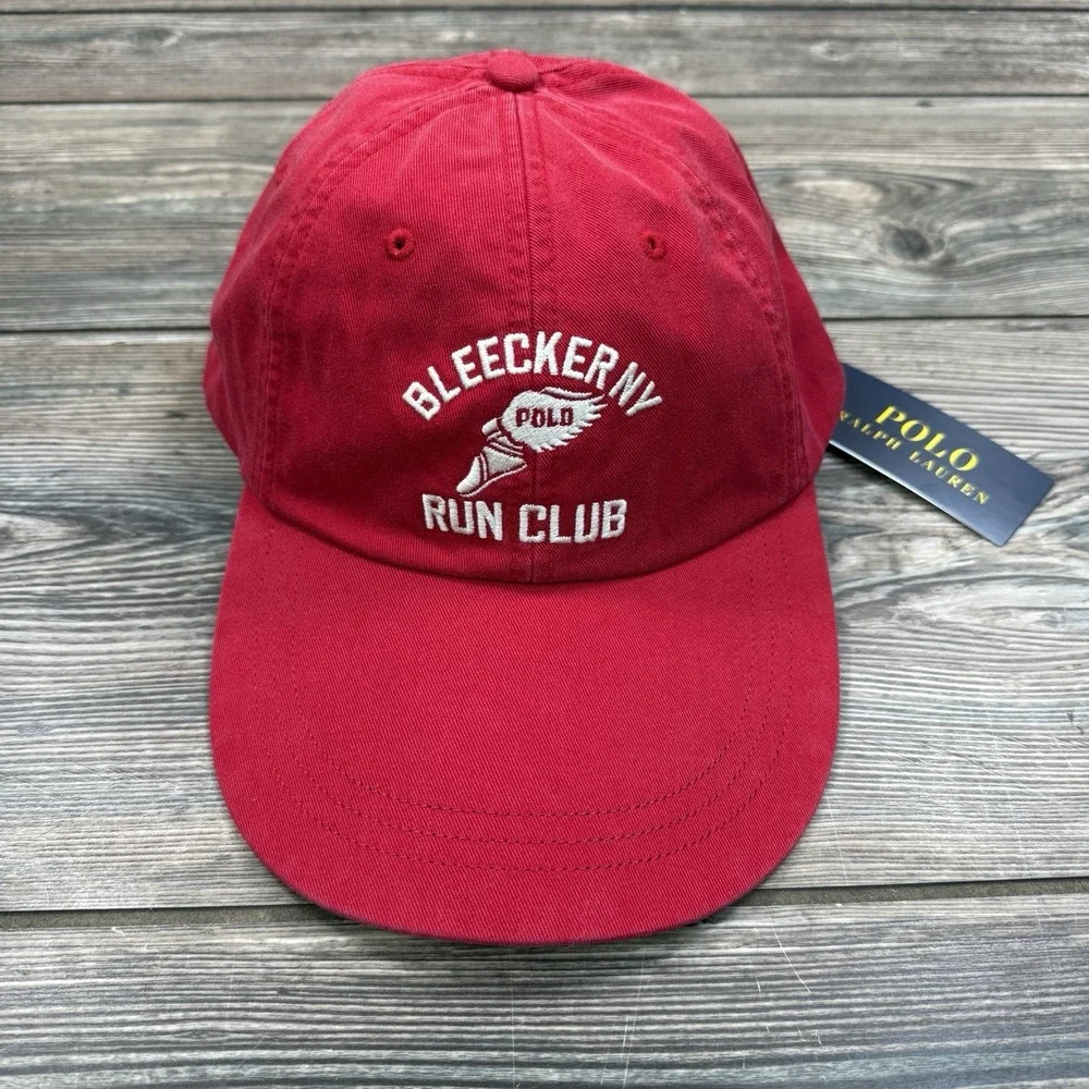 Polo Ralph Lauren Embroidered Long-Bill Twill Cap Bleeker NY Run Club Red NWT